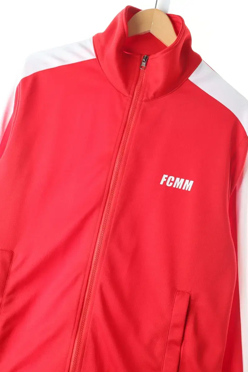 (L) FCMM Zip-up Jersey Track Top Red Old School Loose Fit-C845