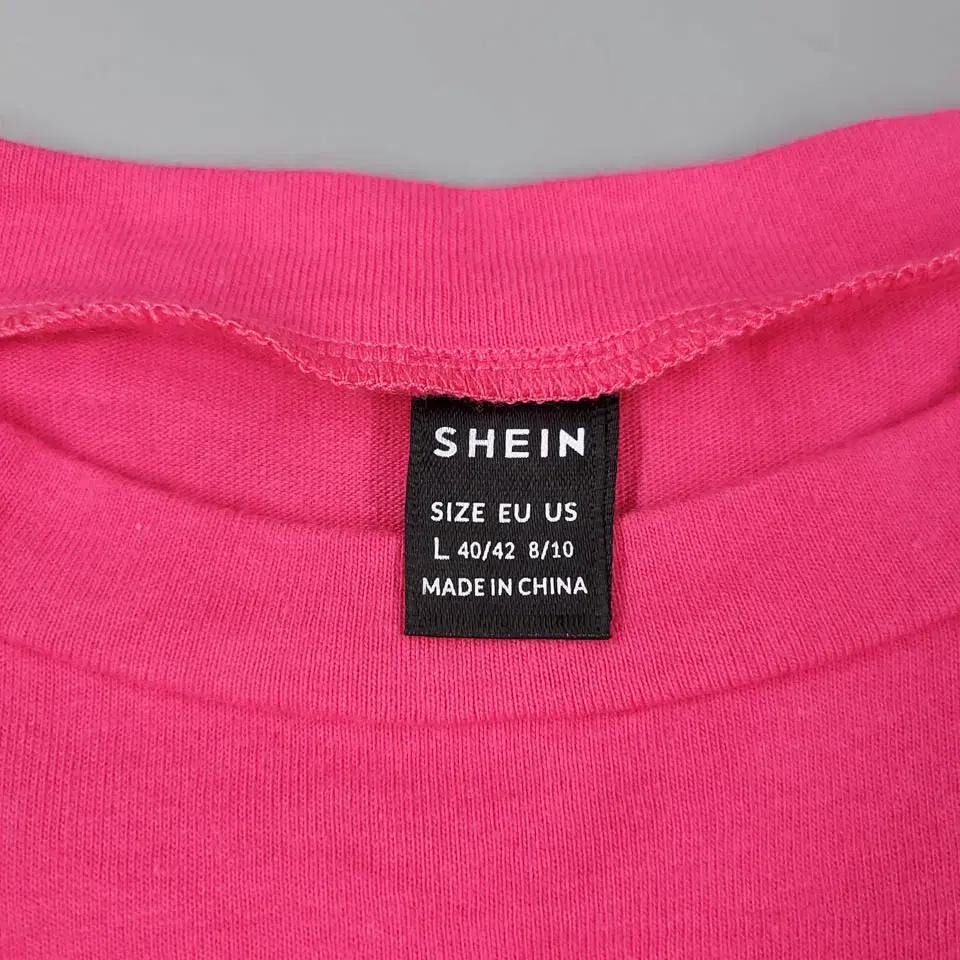 SHEIN 쉬인 핫핑크 미드 인어 서핑 프린팅 코튼100 반팔 티셔츠 X