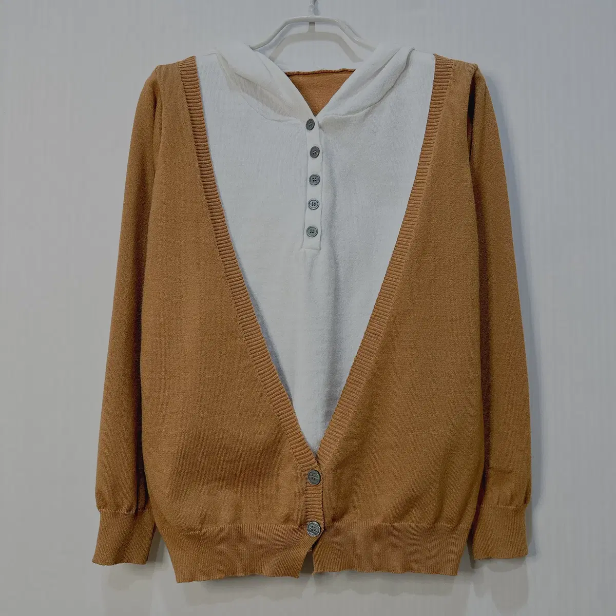 Women's Color-blocked Layered Hooded Knit Cardigan (FREE)