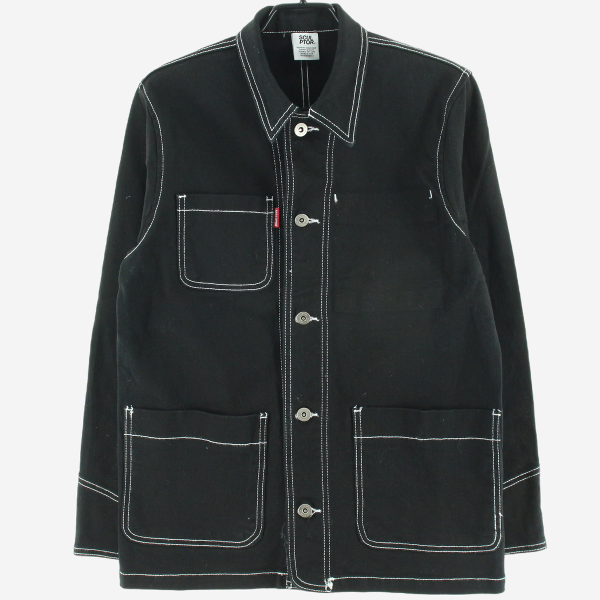 [F]Sculptor Black Stitched Cotton Jacket (SW132)