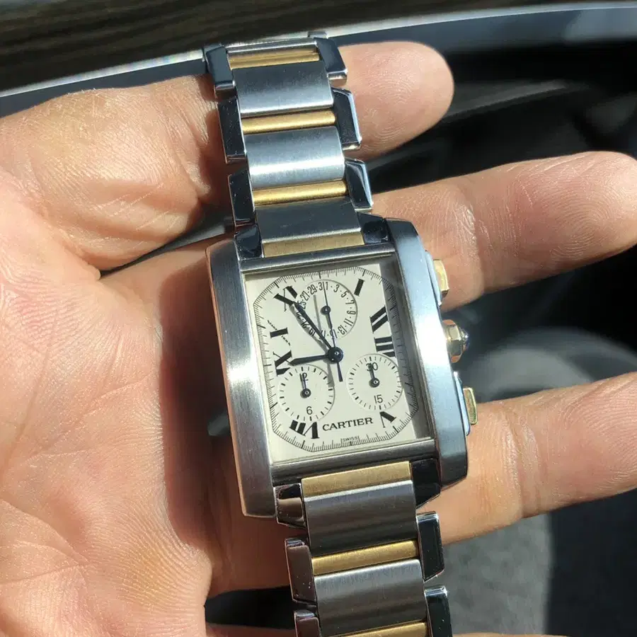 cartier 카르티에 탱크크로노 라지사이즈 콤비 쿼츠