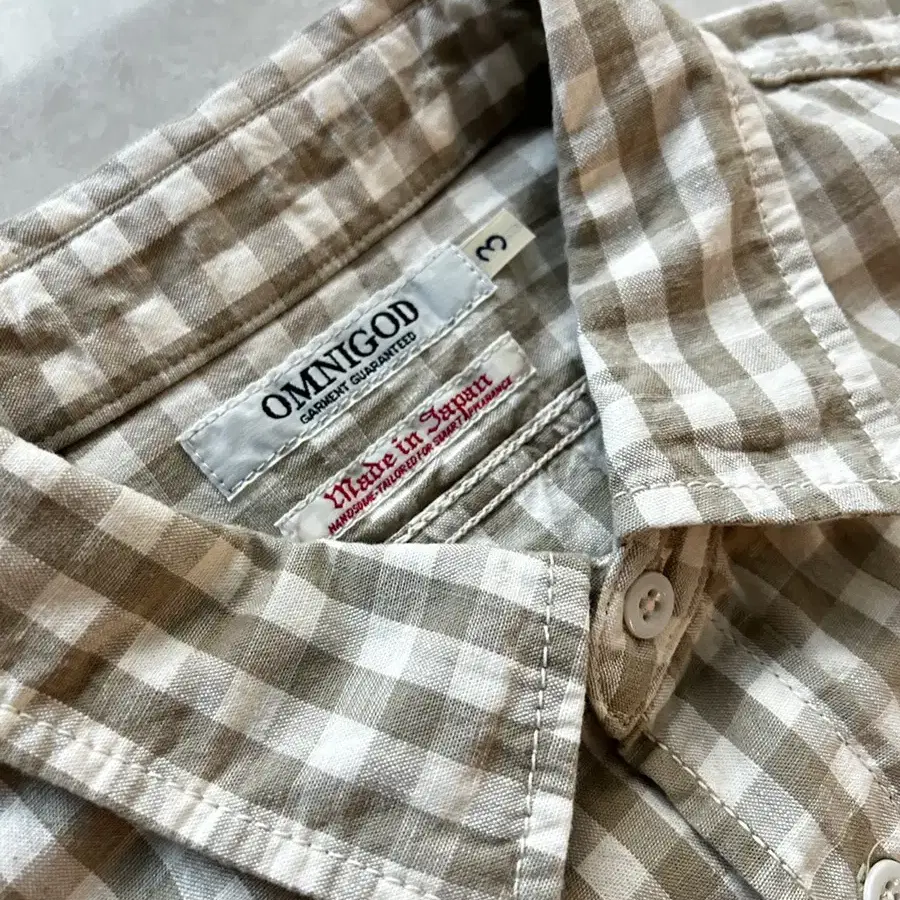 옴니갓 Omnigod Work Shirt III Beige Gingham