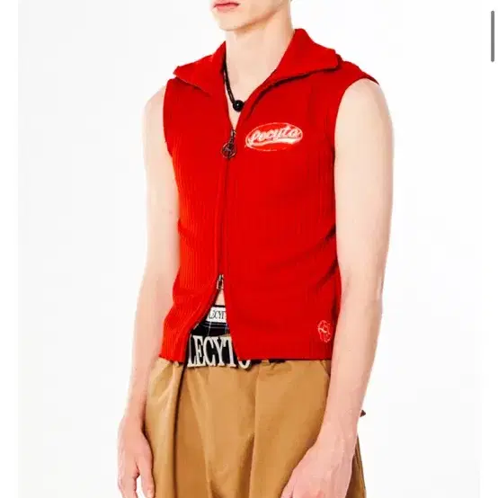 레씨토 Retro Wave Zip-Up Knit Vest_[Red]