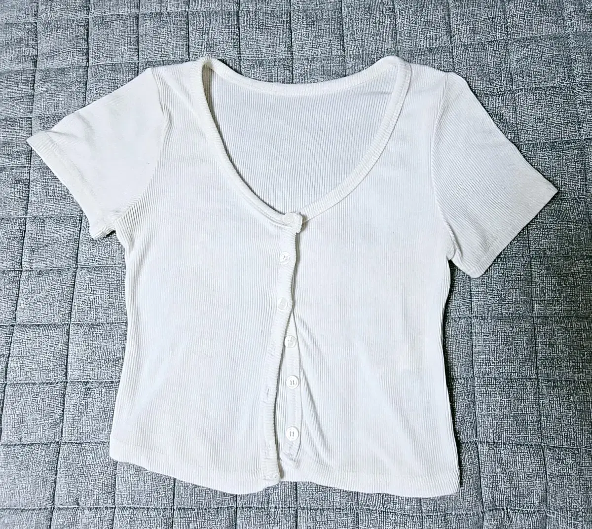 Short-sleeved ribbed cardigan cropped tee