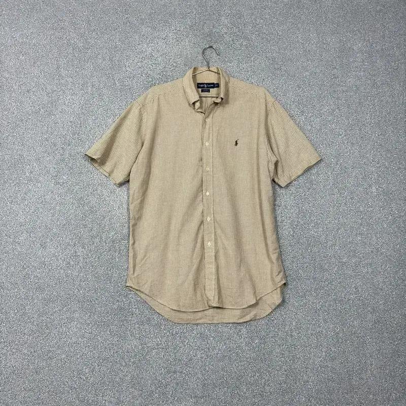 Polo Blake Fit Beige Check Short-Sleeved Shirt M