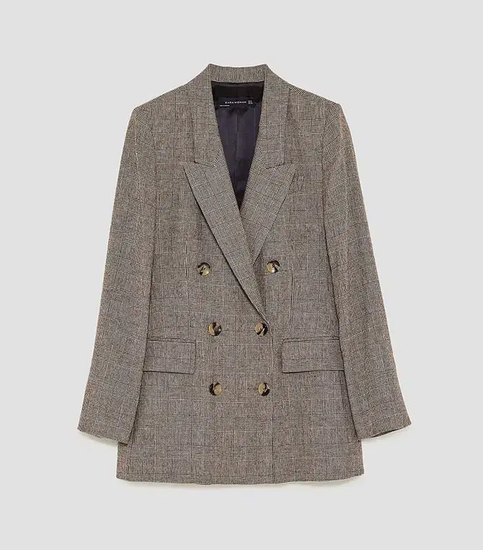 Zara Wool Check Double Jacket