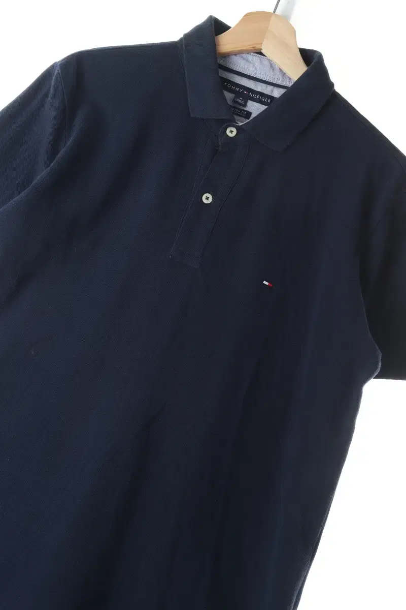 (M-L) Tommy Hilfiger Vahn Short-Sleeved kara T-Shirt Navy Plain Americage-C890