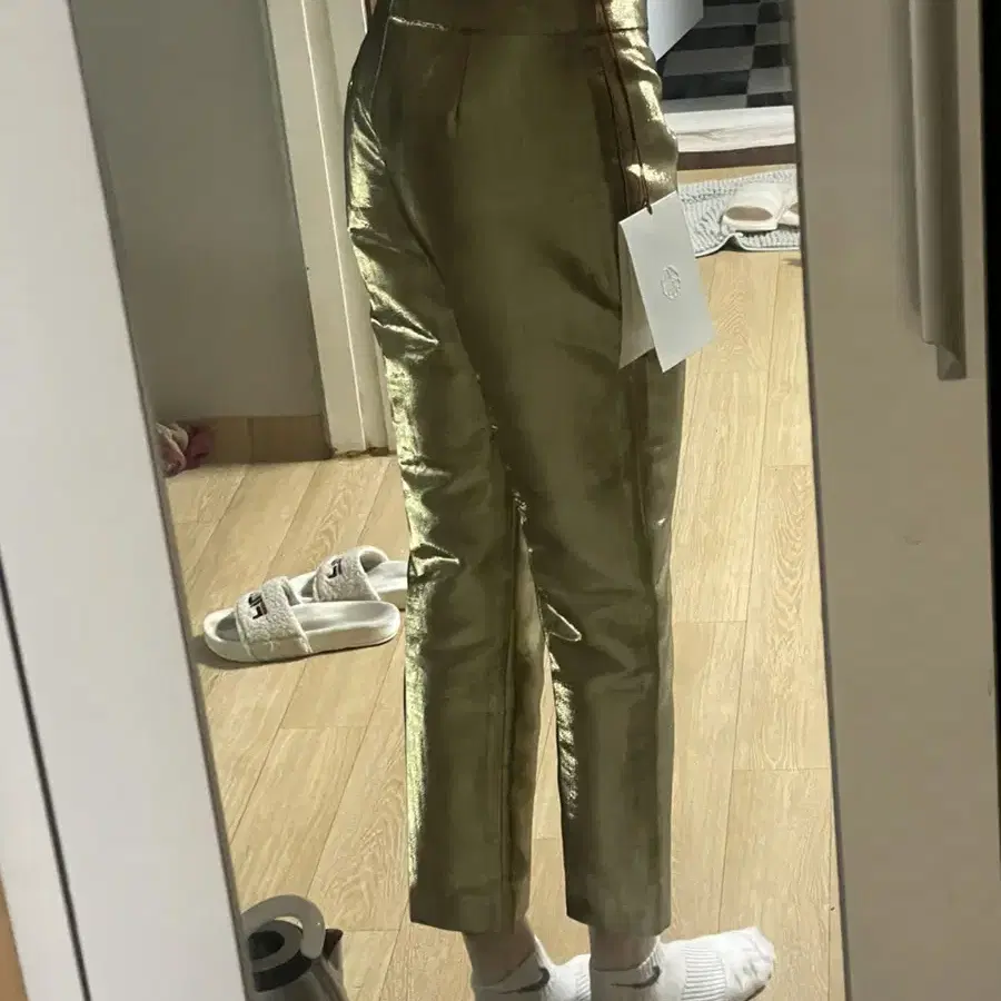 Metallic Moire Cigarette Pants