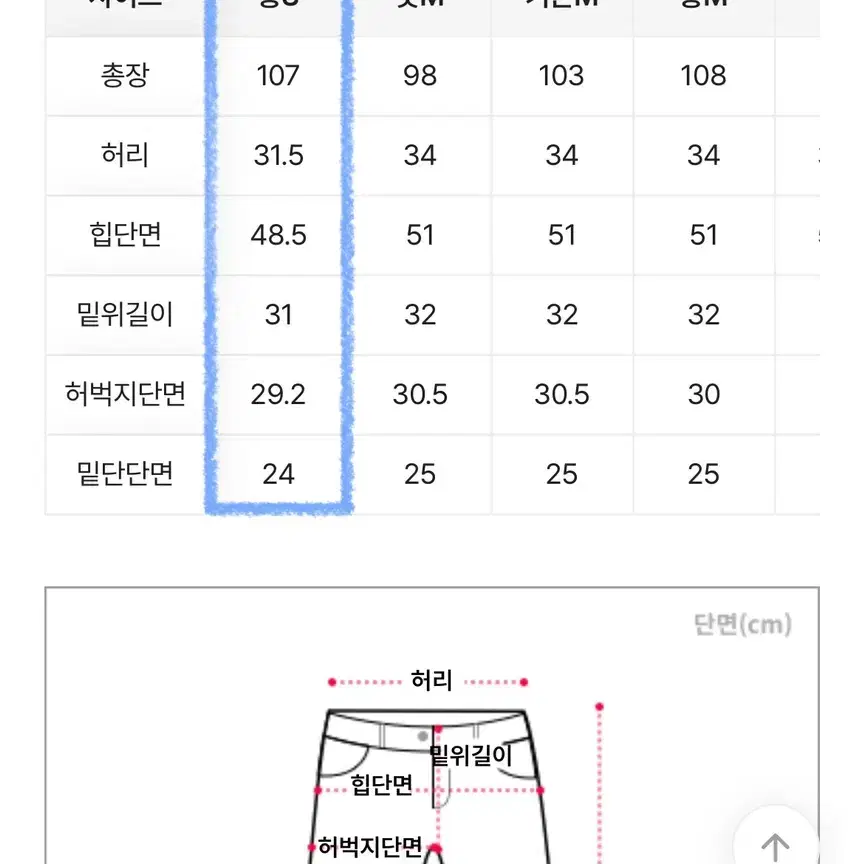 에이블리 앤드모어 하이웨스트 와이드 연청바지 s롱