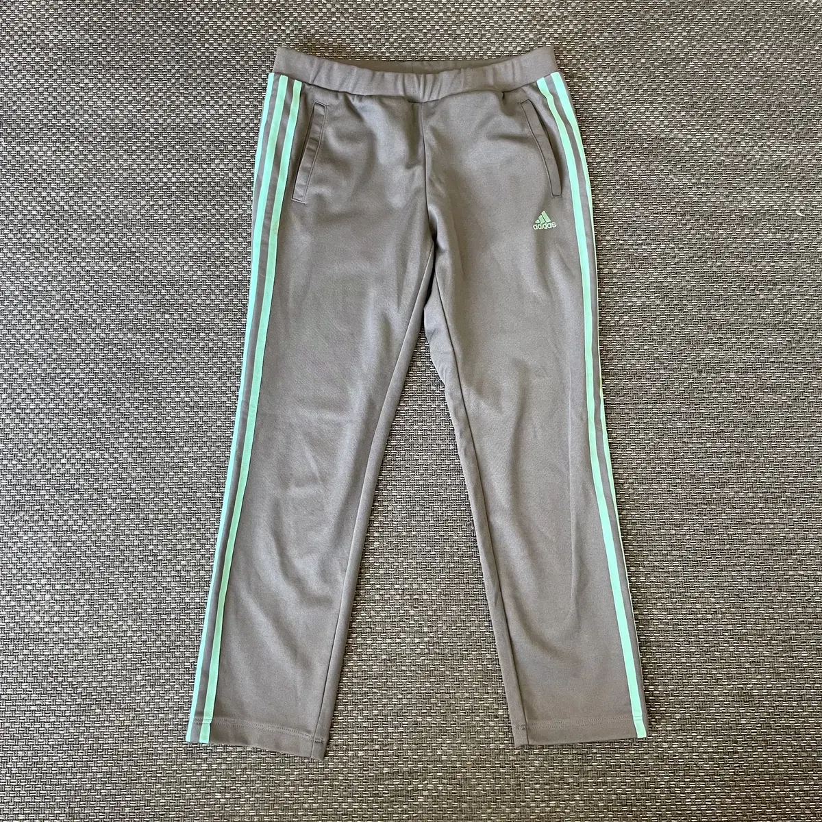 (Banded) Adidas Grey Mint Three Stripe Logo Training Pants 95