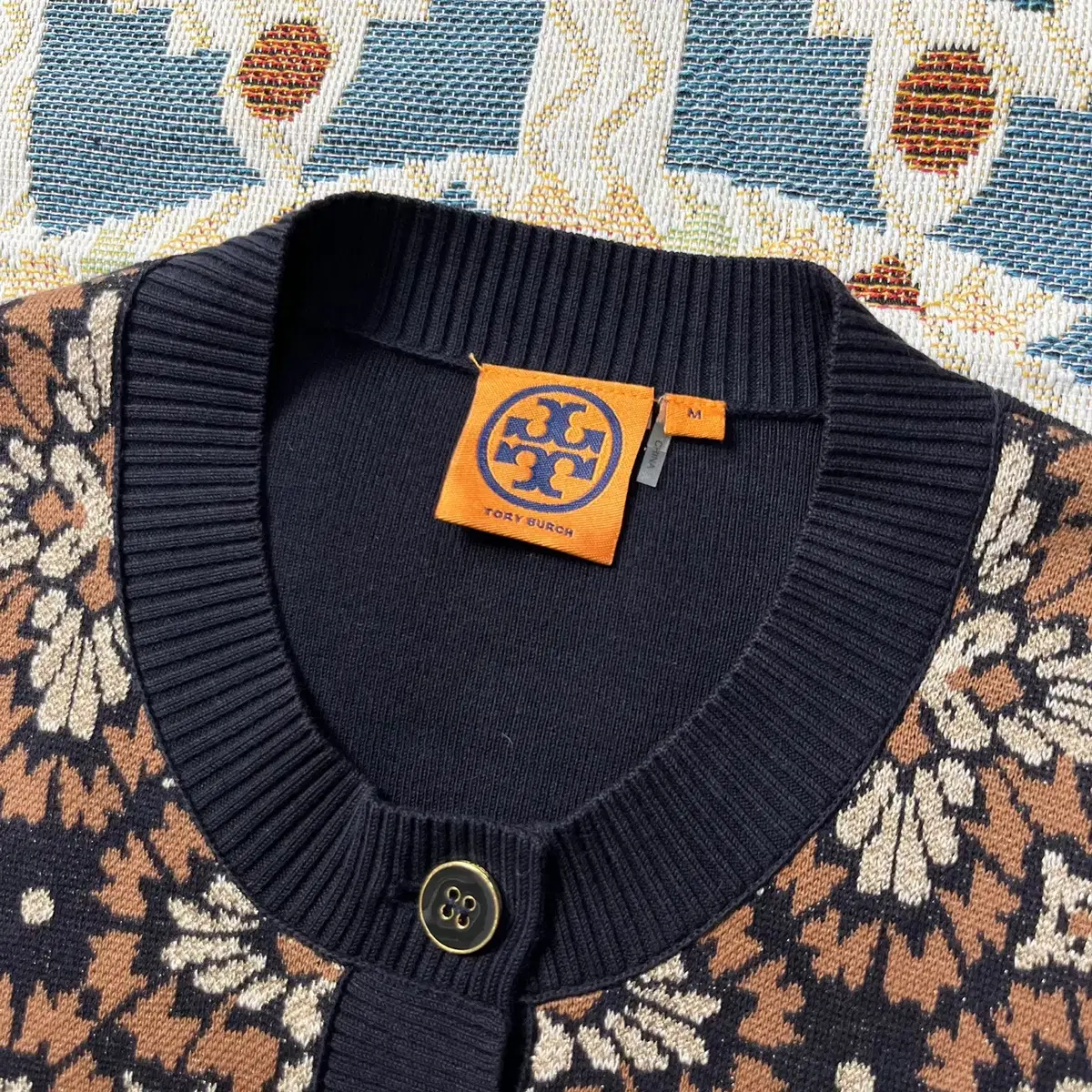 [TORY BURCH] 토리버치 글리터 니트 패턴 가디건