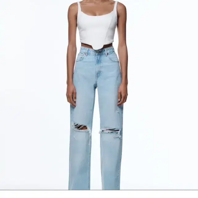 ZARA 자라 JEANS TRF WIDE LEG 디스트로이드