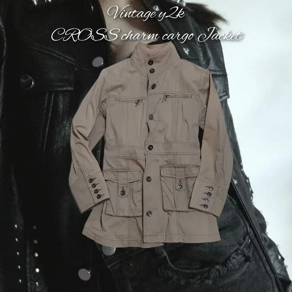 Vintage y2k CROSS charm cargo Jacket