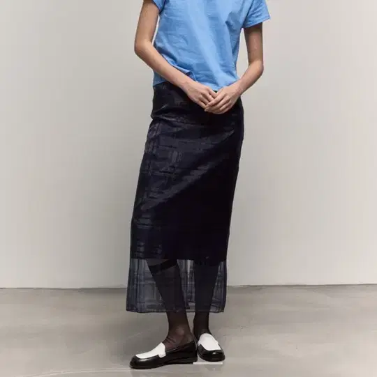 (새상품)Hwi휘 check sheer skirt 1사이즈