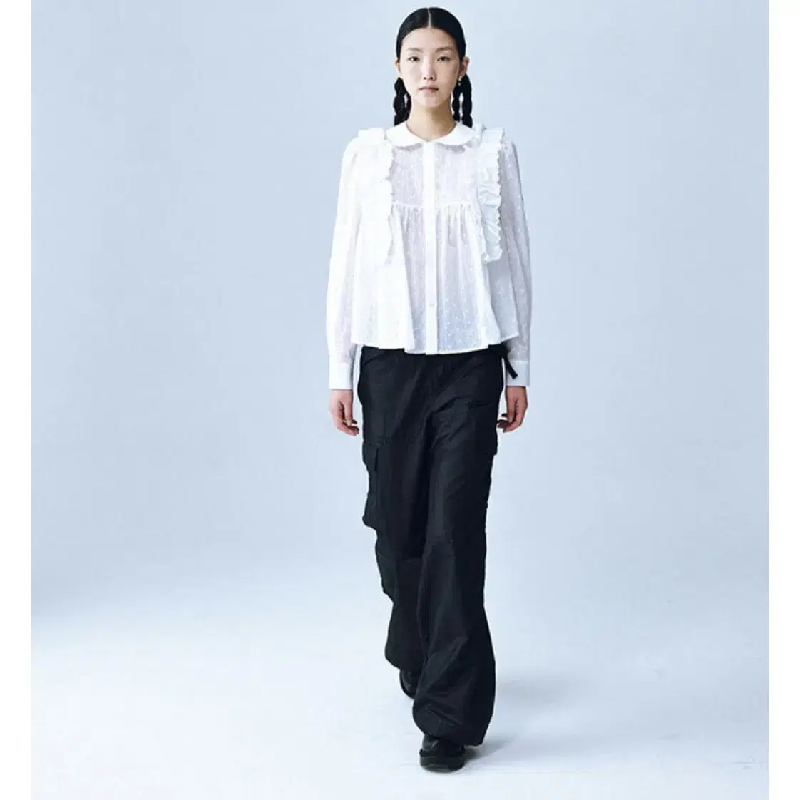 Cosmoss 22fw ruffle lace shirt