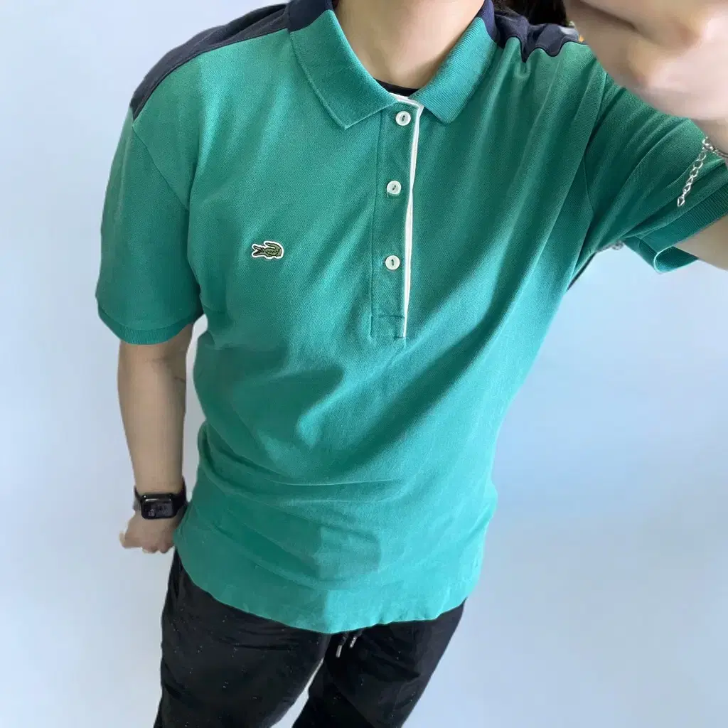 5 100 Lacoste Green Navy Short Sleeve Karati