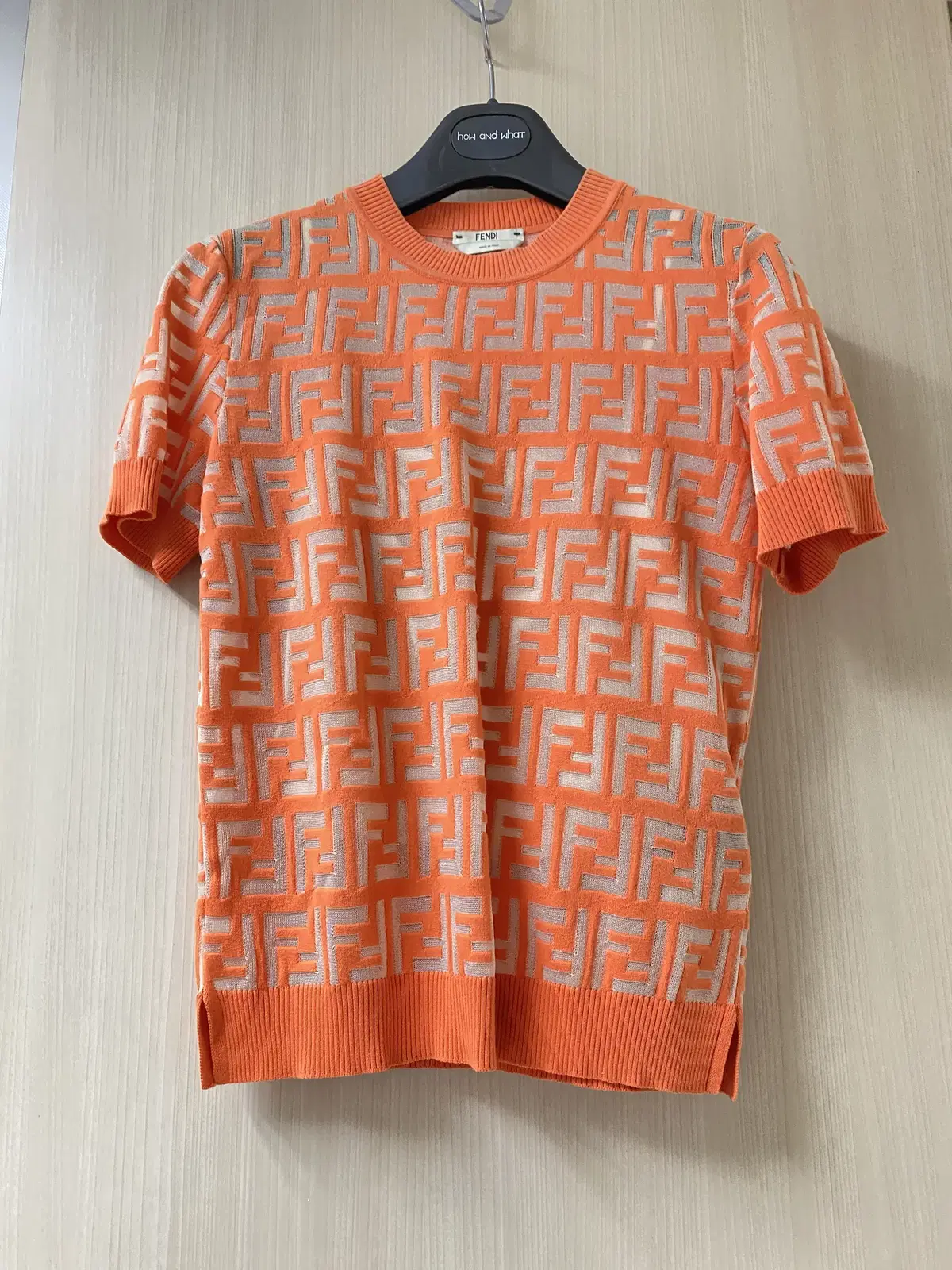 [Genuine] [FENDI] Fendi FF Short sleeve knit see-through