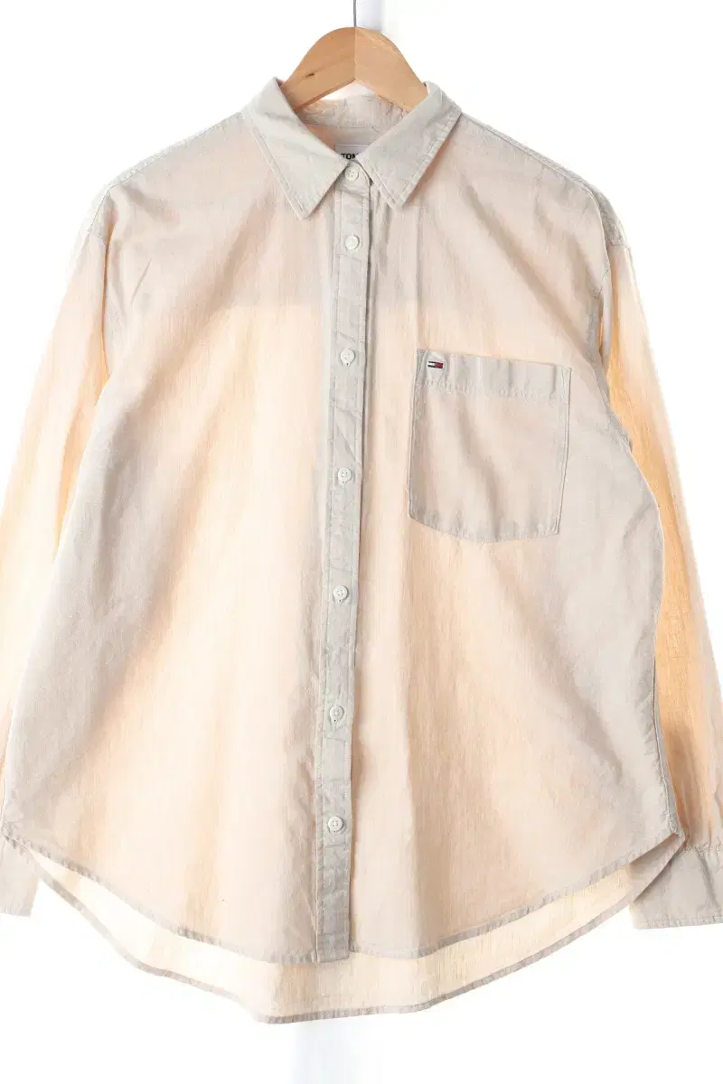 W(S) Tommy Hilfiger Shirt Men's Beige Plain Linen MA-C5BA