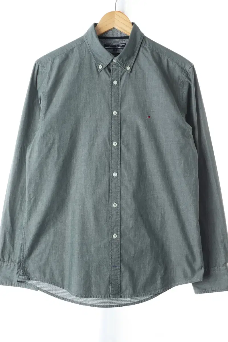 (M) Tommy Hilfiger Shirt Navy Green Plain Solid Limited Edition-C5CC