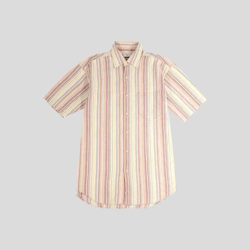 LINCOLN Pigmented Rainbow Stripe Cotton100 Amecaji Short-Sleeved Shirt