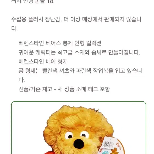 베렌스타인 베어스 브라더베어 봉제 인형