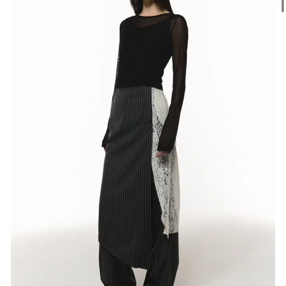 Current - LAYERED WRAP SKIRT [CHARCOAL]