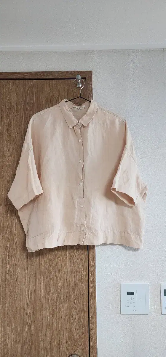 Apricot linen 7-piece shirt