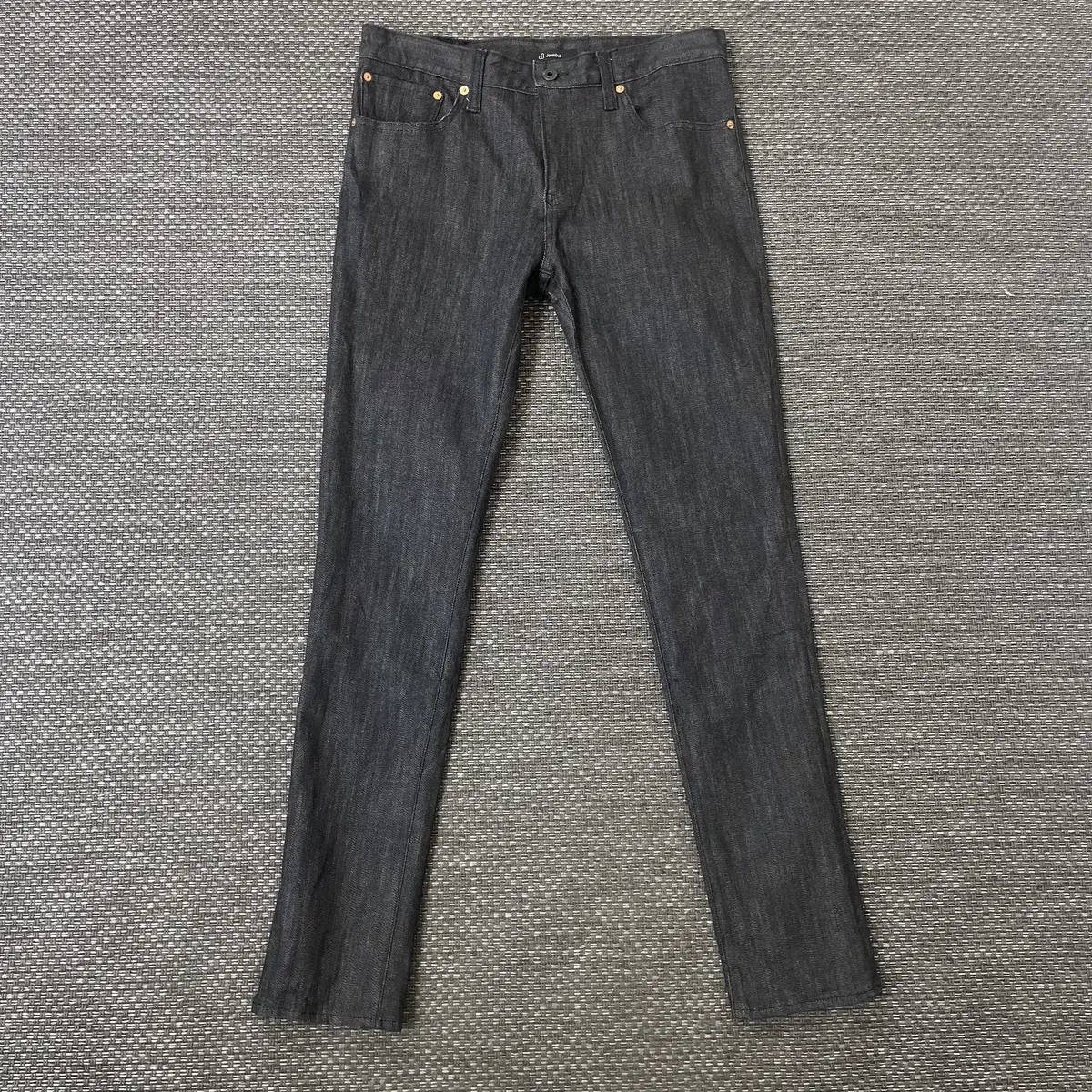 (33) JPN Black Blue Raw Edge Skinny Denim Pants