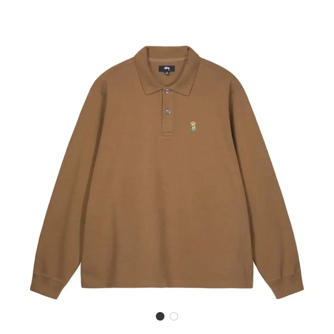 Stussy Long Sleeve Ribbed Polo Light Brown Long Sleeve Karati