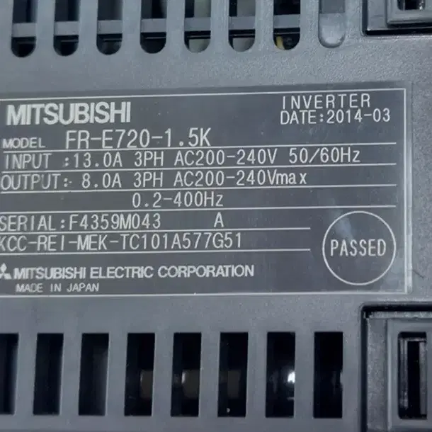 미사용 FR-E720-1.5K 2마력 220V 1.5Kw 미쓰비시 인버터