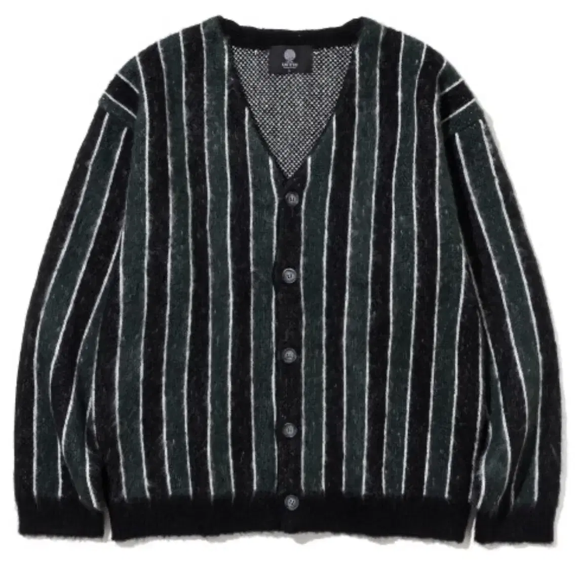 (NEW) Knitted Bulky Brush Stripe Cardigan GREEN