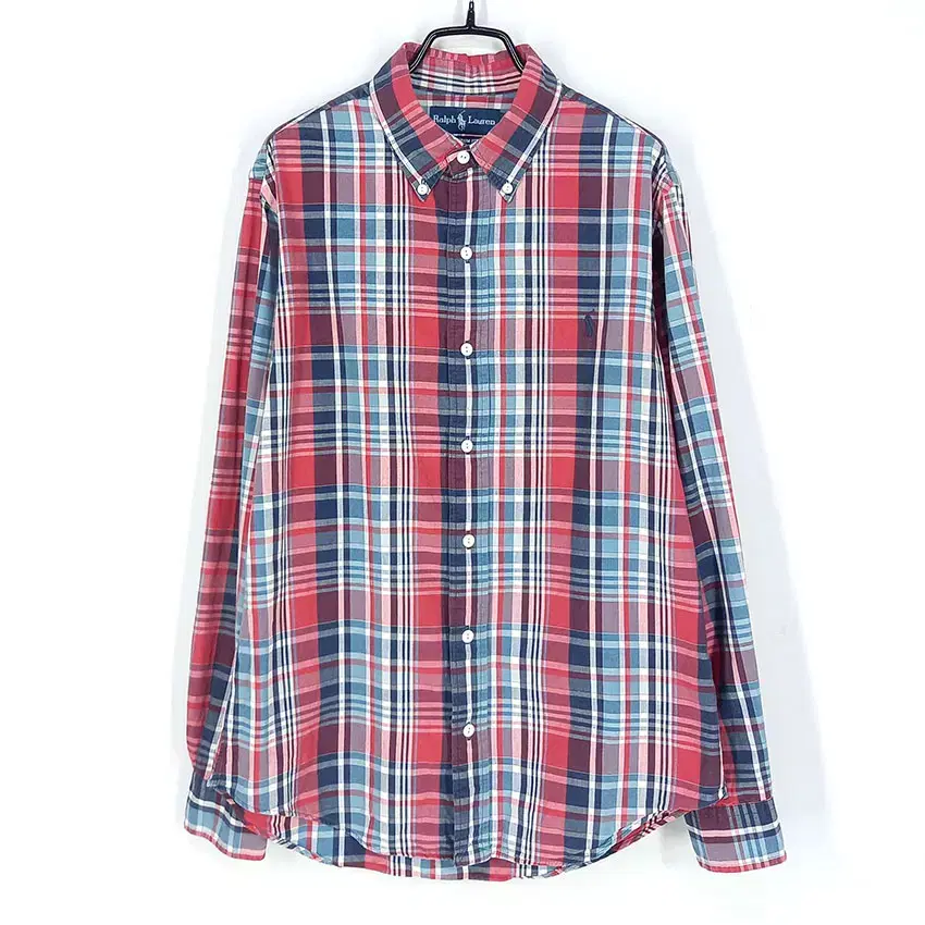 Ralph Lauren Men's Custom Fit Check Long-Sleeved Shirt Tone Down Red M (HU30971)