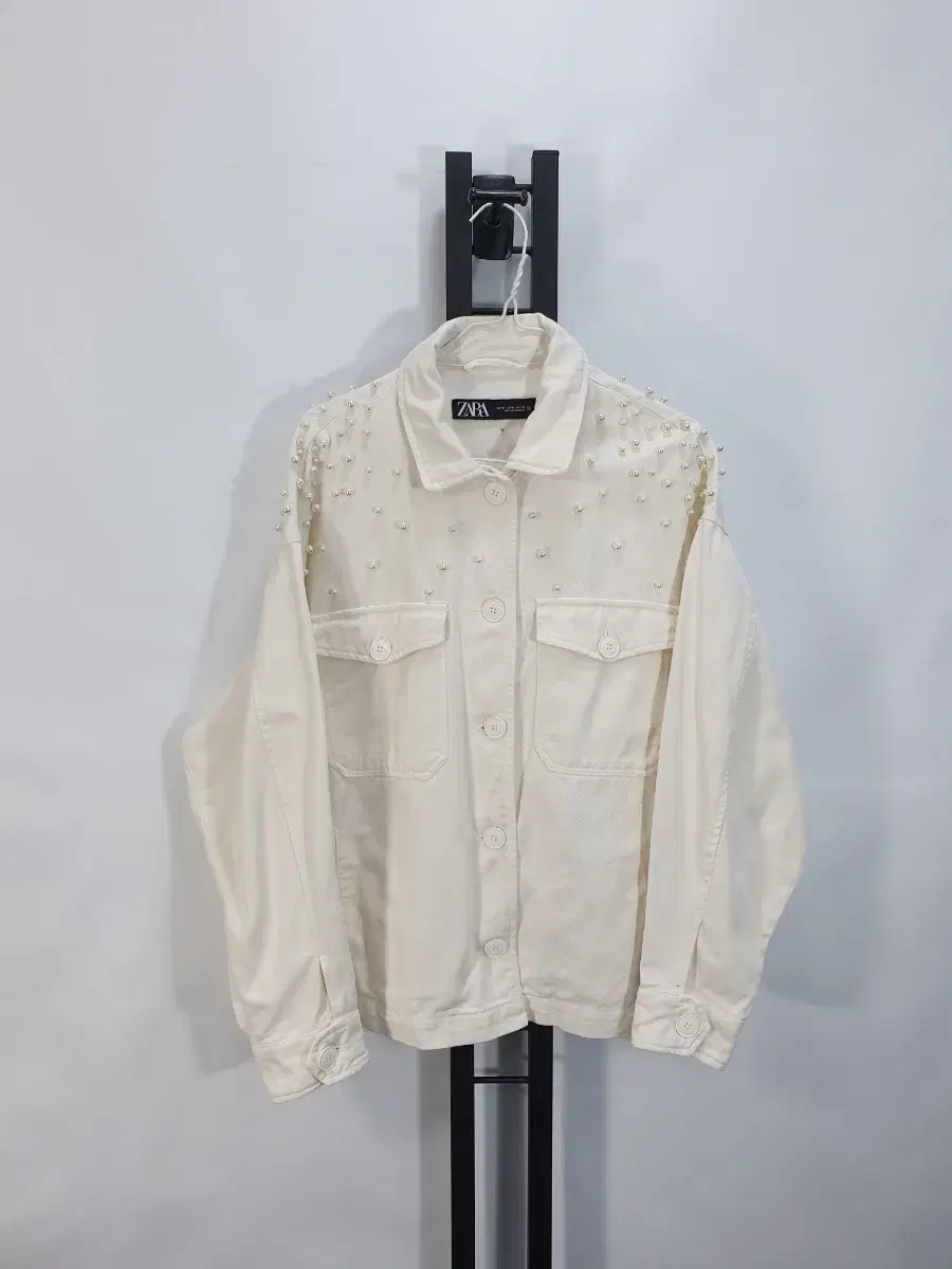 Zara Beads Trucker Jacket Ivory