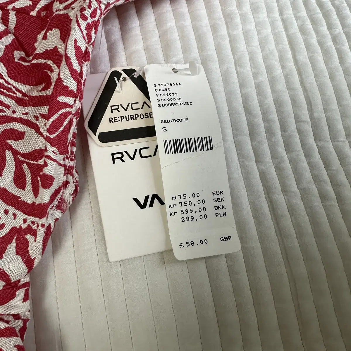 RVCA 레드 미니 서머 드레스 S