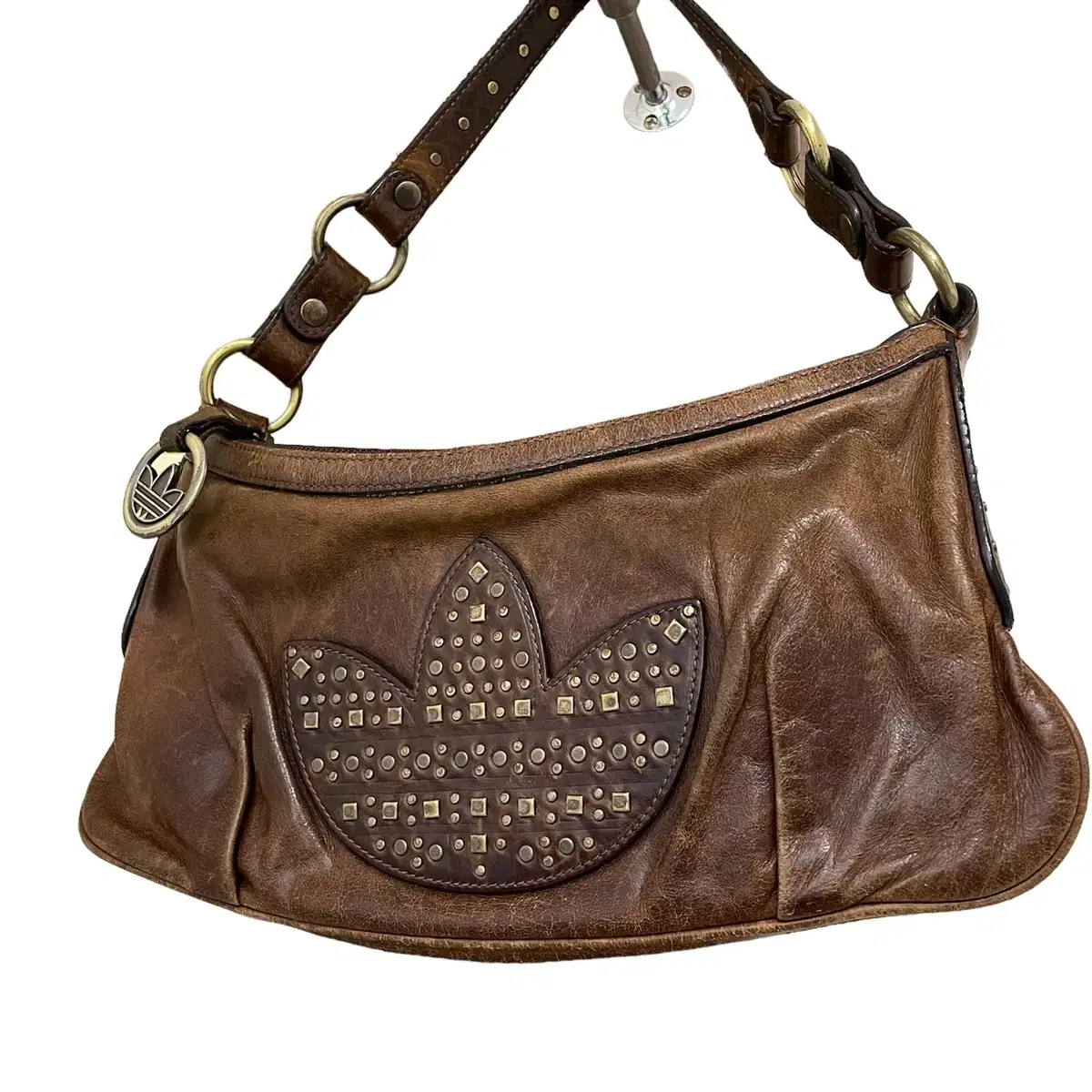 Adidas brown leather shoulder bag