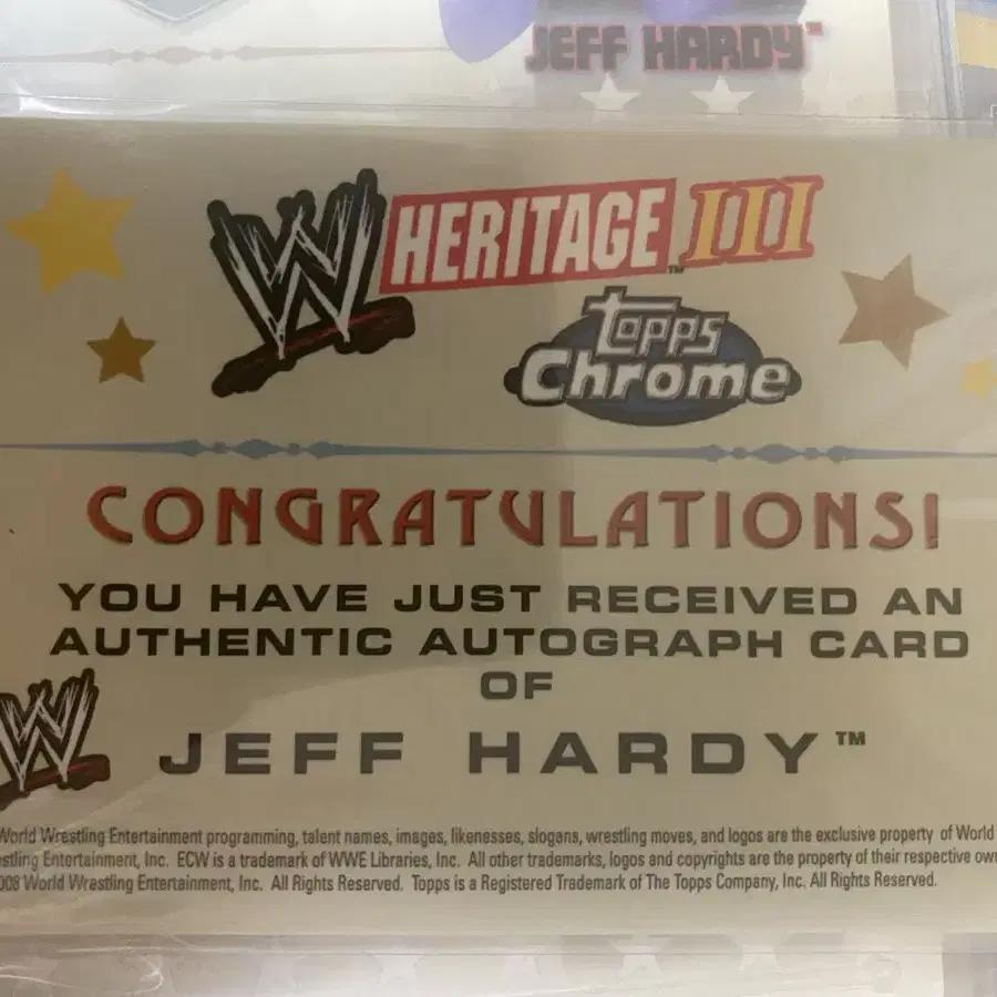 WWE Topps heritage3 제프하디 jeff hardy 오토