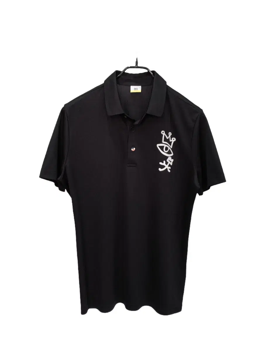 (95) Castelbajac Black Vahn logo point short sleeve kara neck golf t-shirt