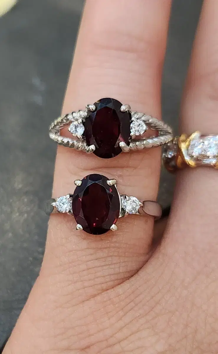 Garnet Cubic Silver Ring