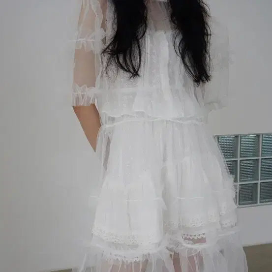 르콩 Organza Layered Tulle Flare OPS