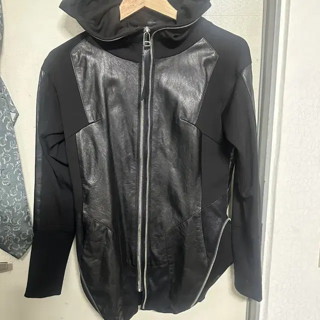 rick owens leather zip hoodie