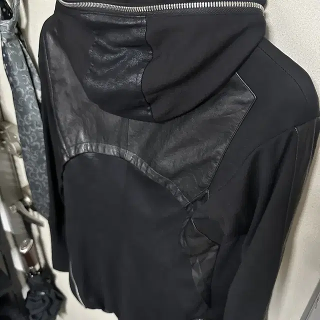 rick owens leather zip hoodie