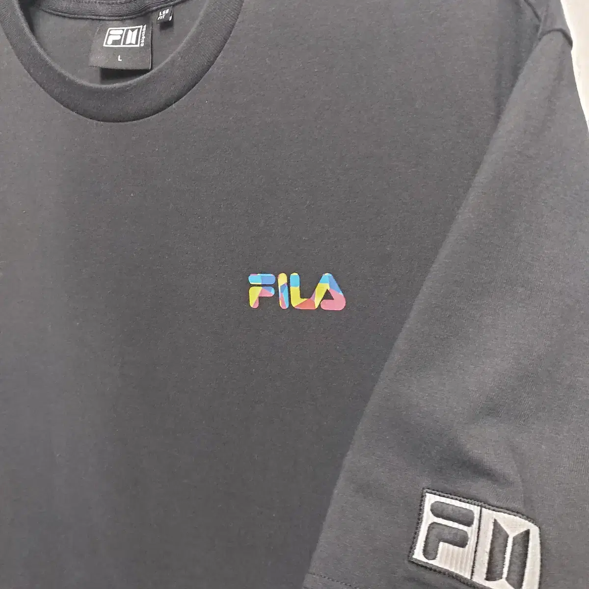 FILA X BTS 필라 아이돌 그래픽 반팔 티셔츠 L, 오버핏.