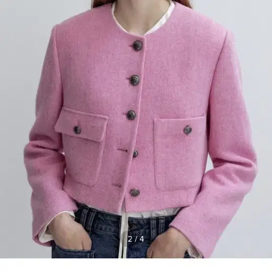 조이그라슨 Pink Tweed Crop Jacket