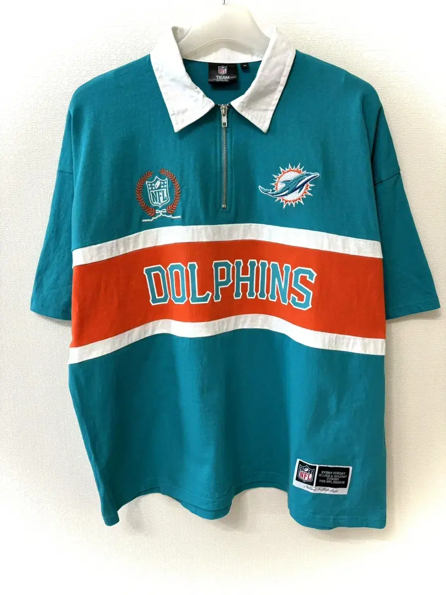 NFL Miami Dolphins Vahn Zip Up Short Sleeve Shirt