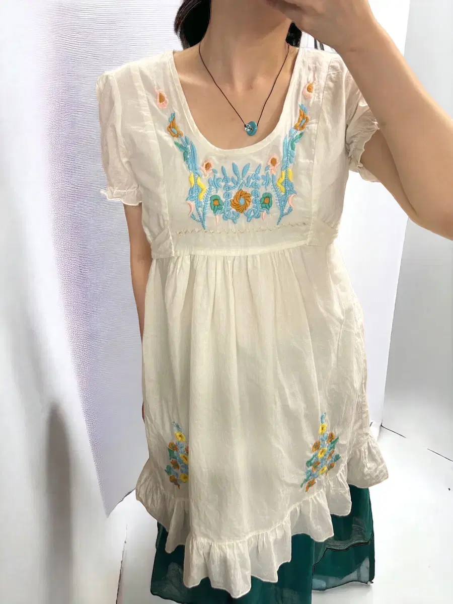 embroidered ruffle onepiece