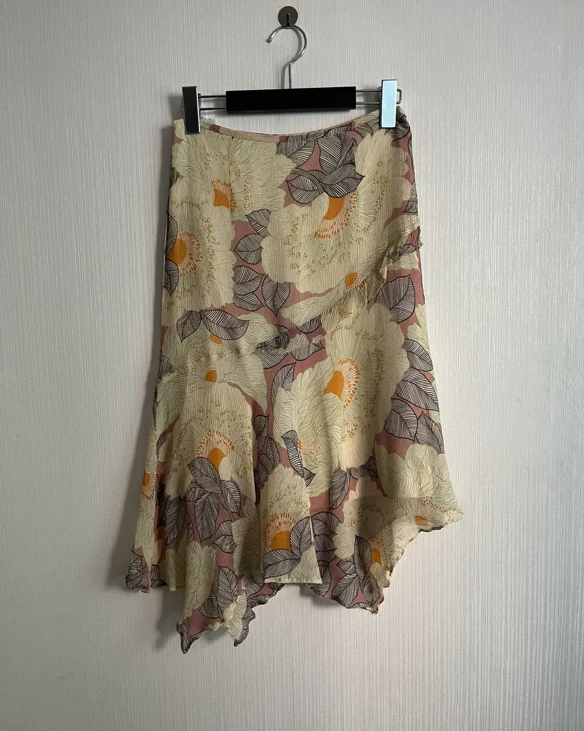 Flower pattern grunge midi skirt