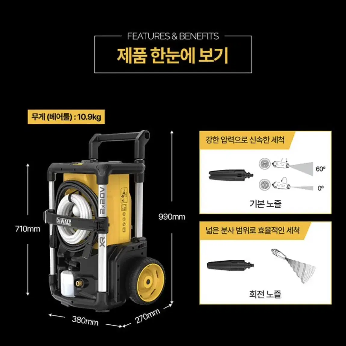 디월트 충전고압세척기 DCMPW1600Y2-KR [세트/새상품]