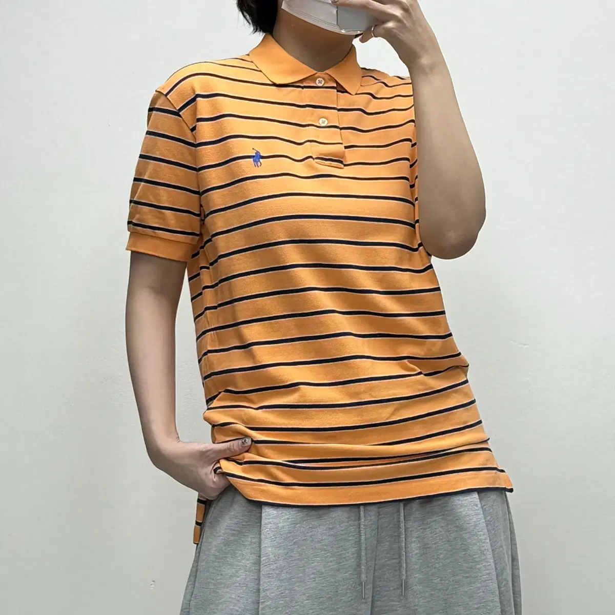 Polo Ralph Lauren Dangara Stripe kara vahn faltige orange S [051704]