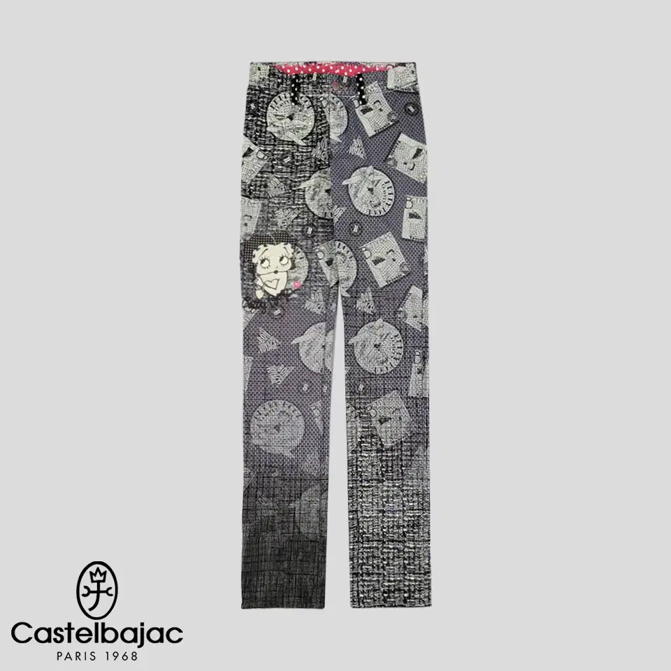 Castelbajac X Betty Boop Gray Nylon Blend Full Print Tights Leggings Pants