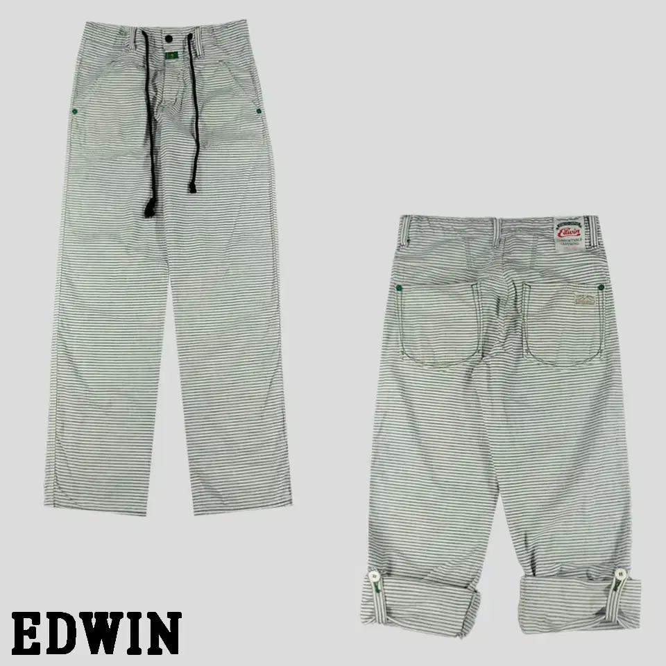 EDWIN Edwin 707S White Navy Hickory Stripe Cotton PantsCotton Trousers